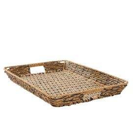 Better Homes & Gardens Beige and Black Resin Rattan Rectangular Serving Tray