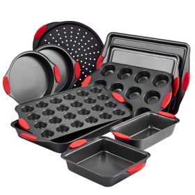 Baking Pan Set 10-Piece Nonstick Carbon Steel Bakeware Set with Silicone Handle