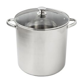 Stainless Steel 16-Quart Stock Pot with Glass Lid, Induction Compatible, Stainless Steel, Dishwasher Safe