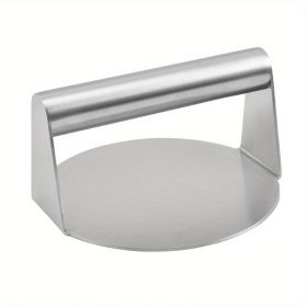 1pc; Burger Press; 304 Stainless Steel Meat Press; Round Or Square Burger Smasher; Grill Press Perfect For Kitchen Accessories; Home Kitchen Item (Material: All Steel Round Meat Press)